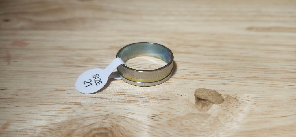 Linear Gold Stainless Steel Ring Size 21mm