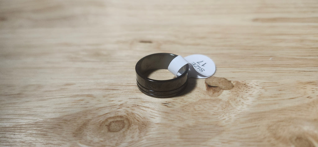 Midnight Parallel Stainless Steel Ring Size 17mm