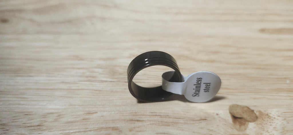 Midnight Parallel Stainless Steel Ring Size 17mm