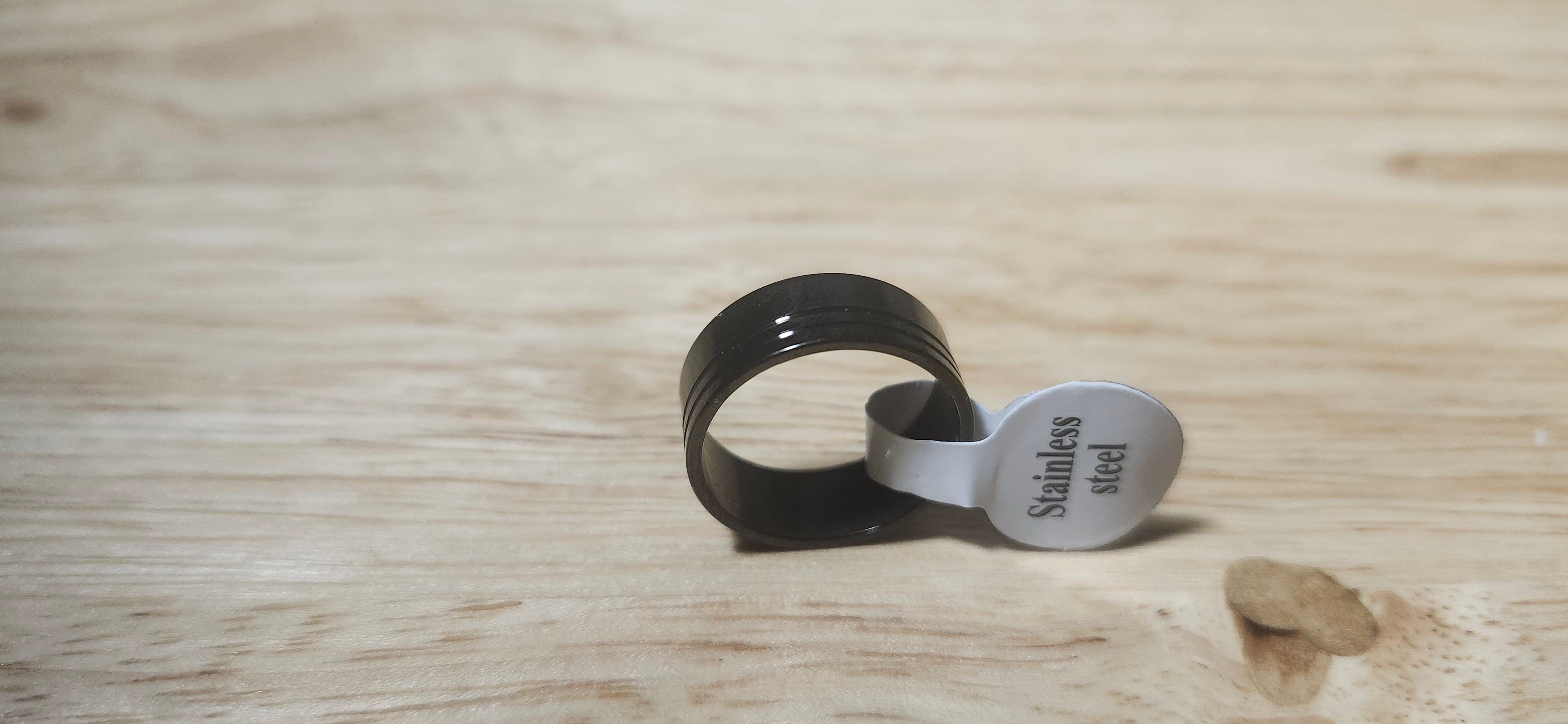 Midnight Parallel Stainless Steel Ring Size 17mm