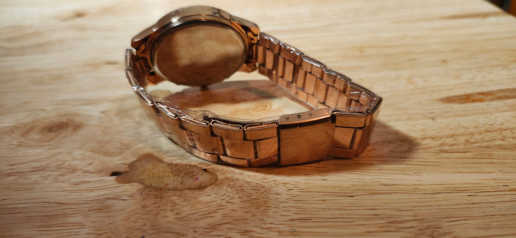 Geneva Men's Rose Gold Plated Watch W Jeweled Bezel