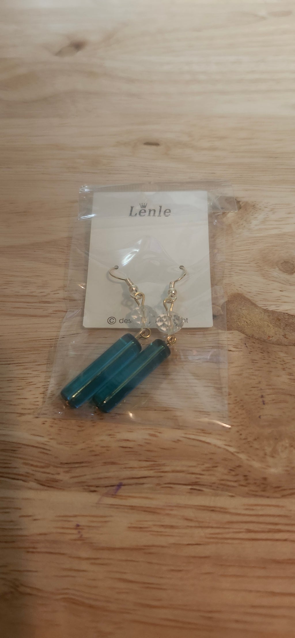 Lenle Blue Crystal Dangle Earrings