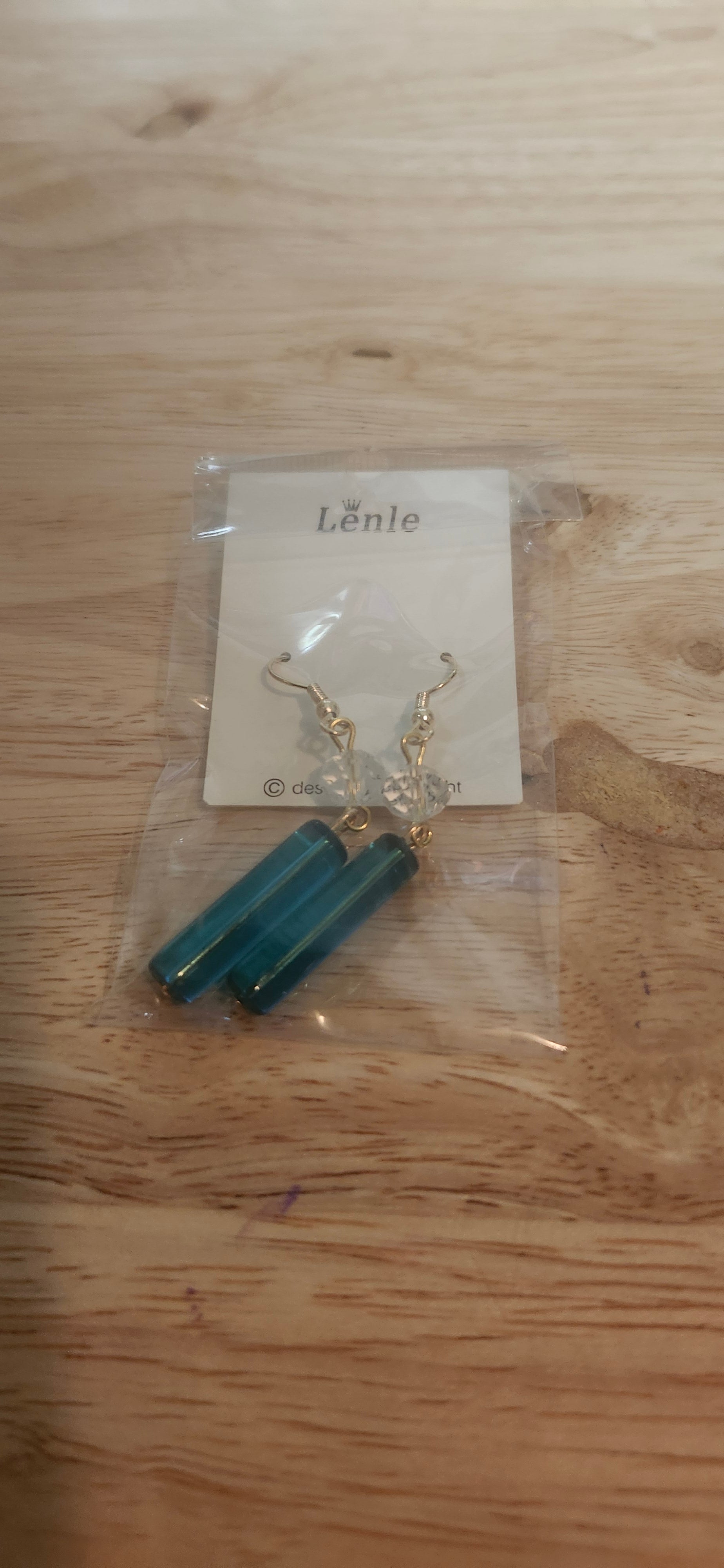 Lenle Blue Crystal Dangle Earrings