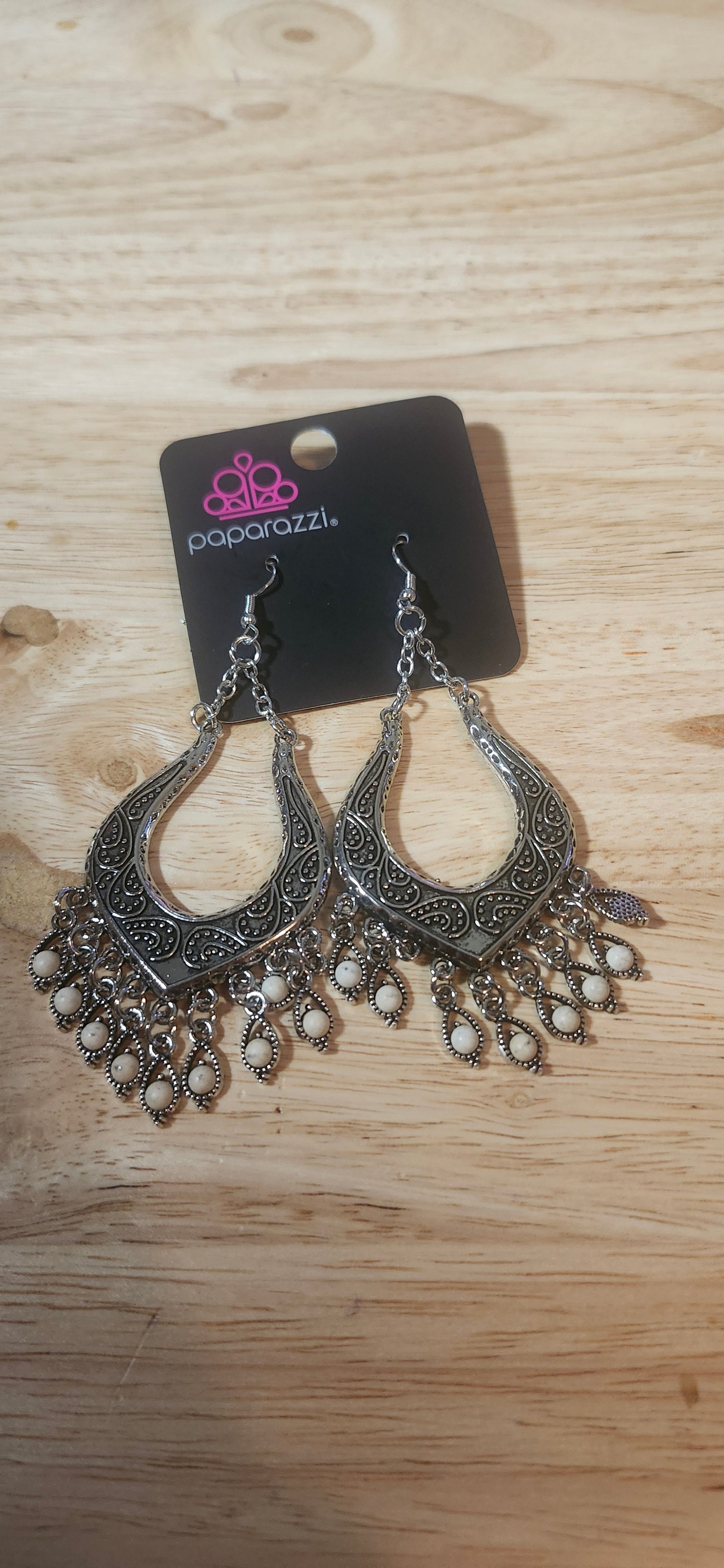 Paparazzi Sahara Fiesta White Earrings