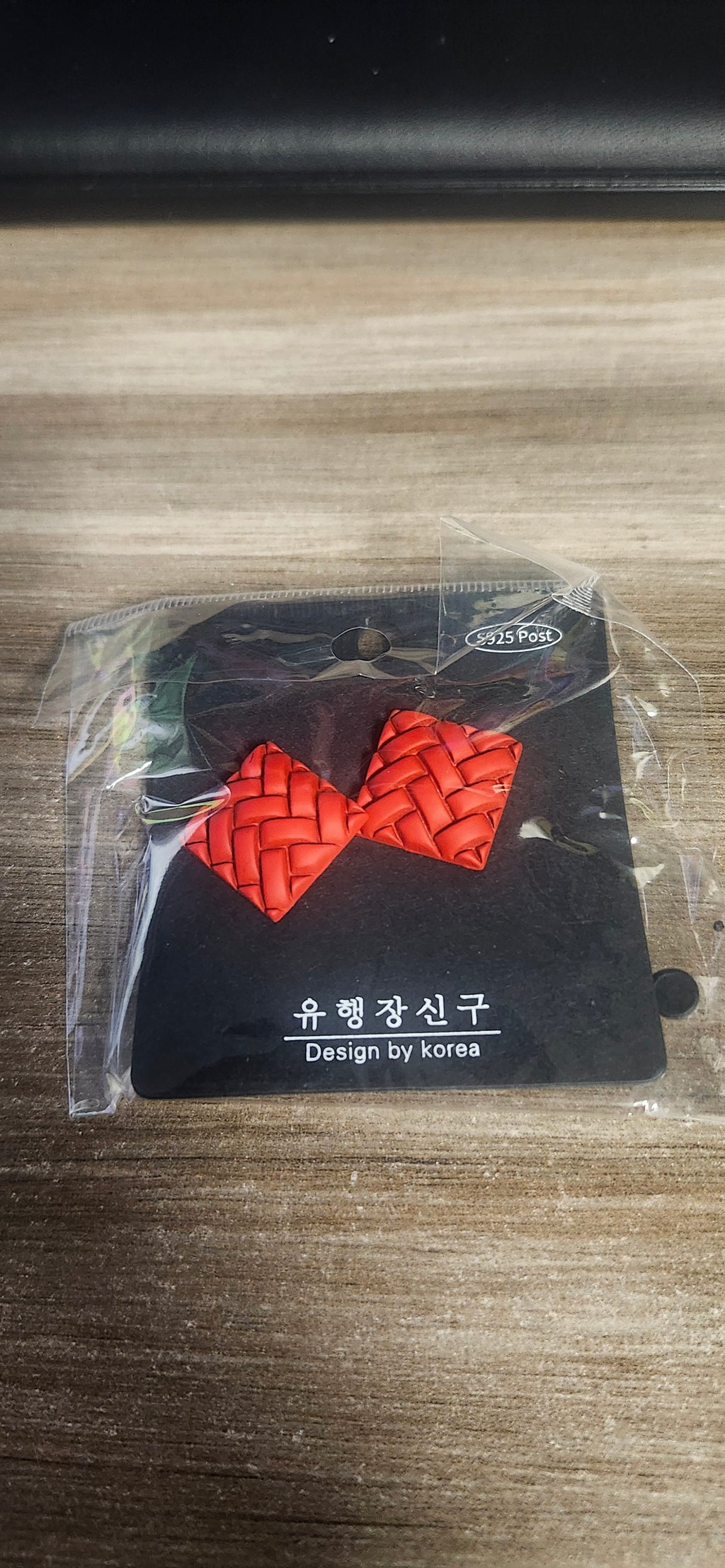 Design By Korea Red Woven Earrings