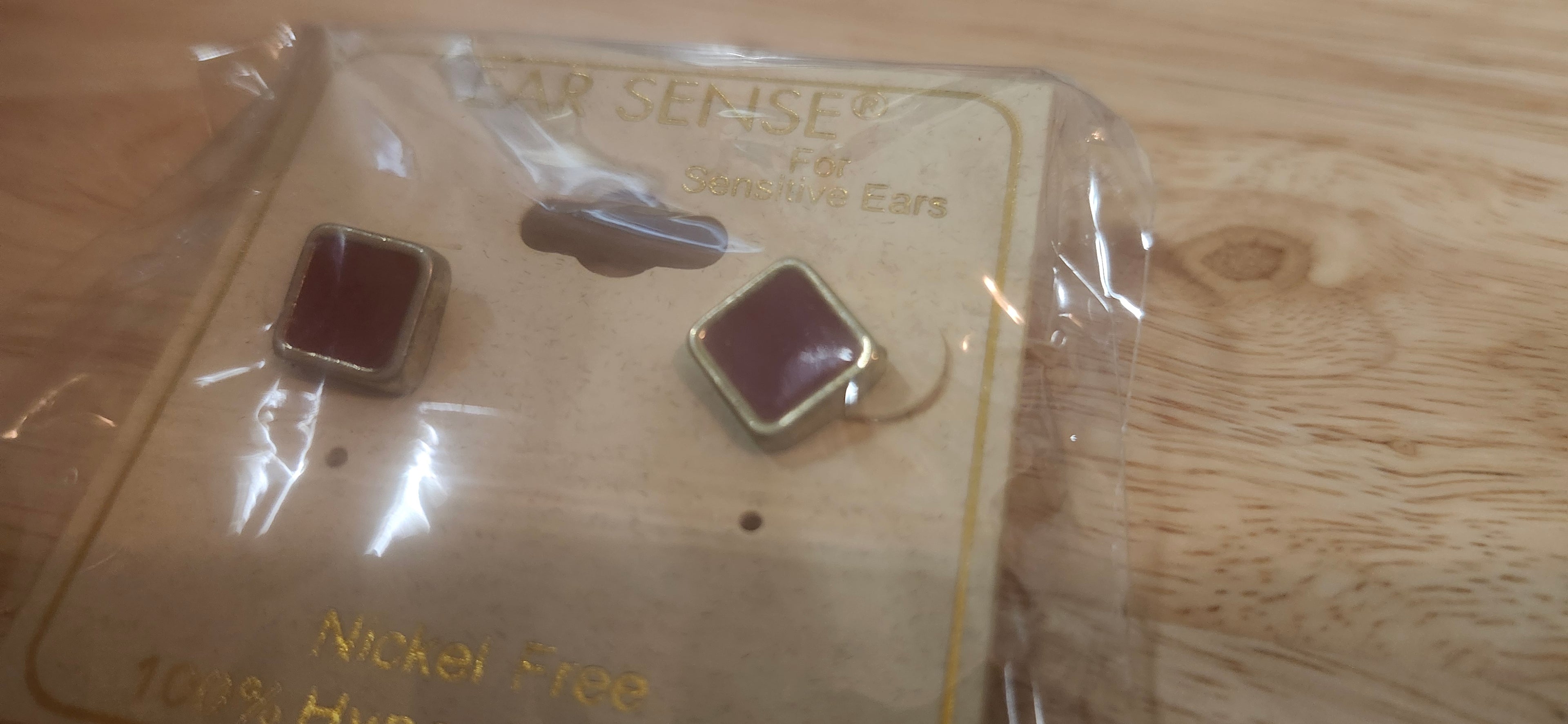 Ear Sense Red Square Stud Earrings