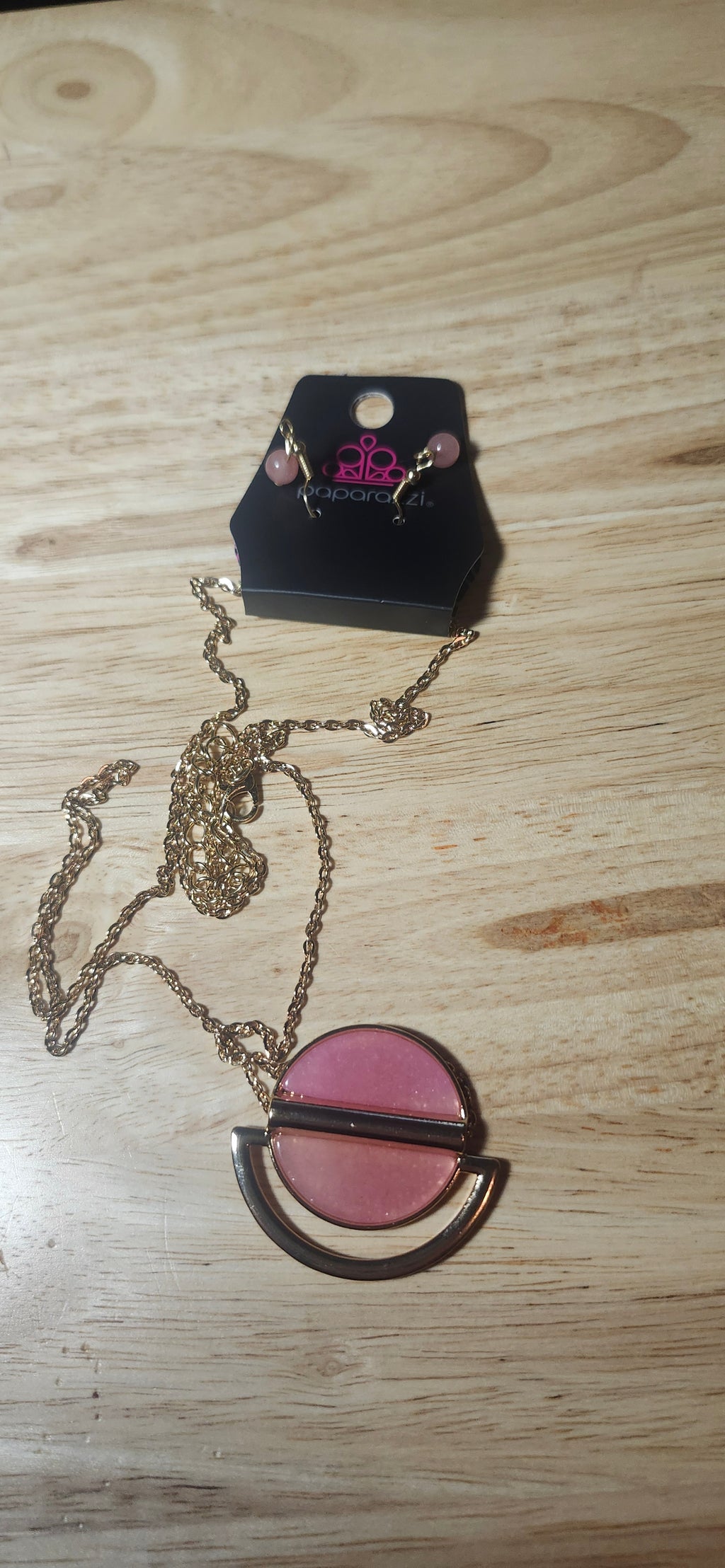 Paparazzi Pink & Gold Necklace W Earrings