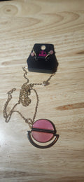 Paparazzi Pink & Gold Necklace W Earrings