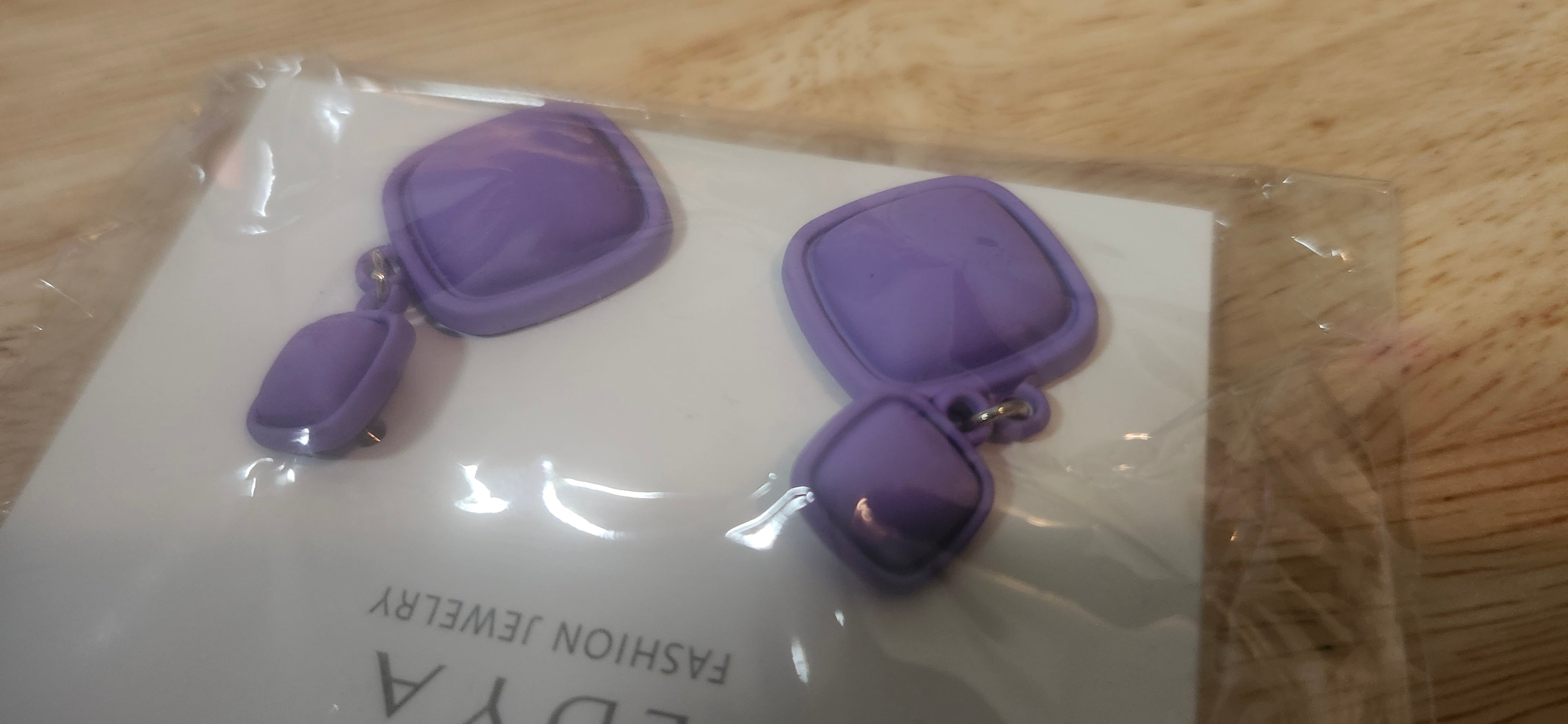 LDYA Pastel Purple Square Dangle Earrings