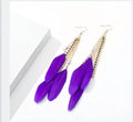 Fdesigner Purple Boho Feather Earrings