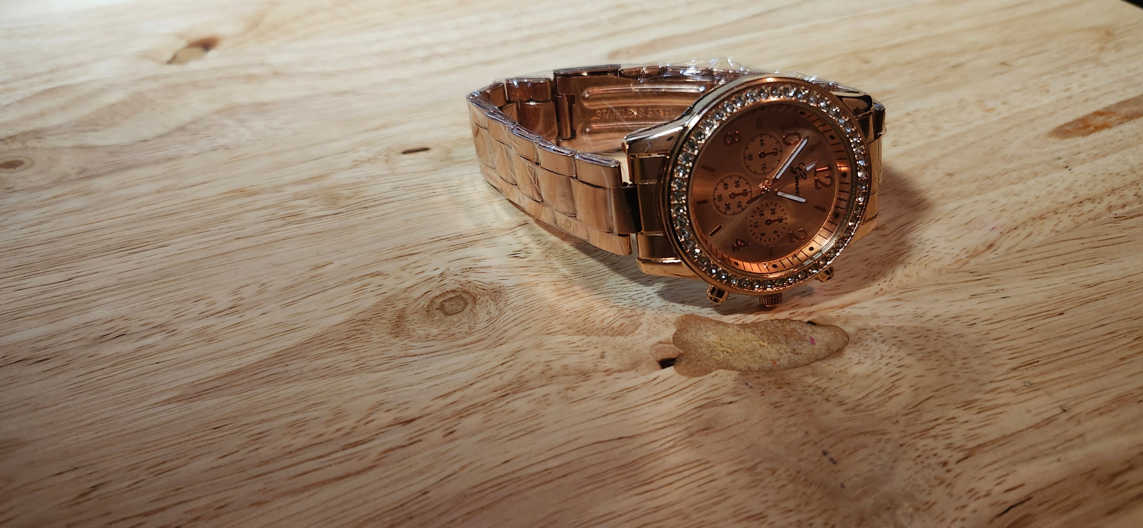 Geneva Men's Rose Gold Plated Watch W Jeweled Bezel
