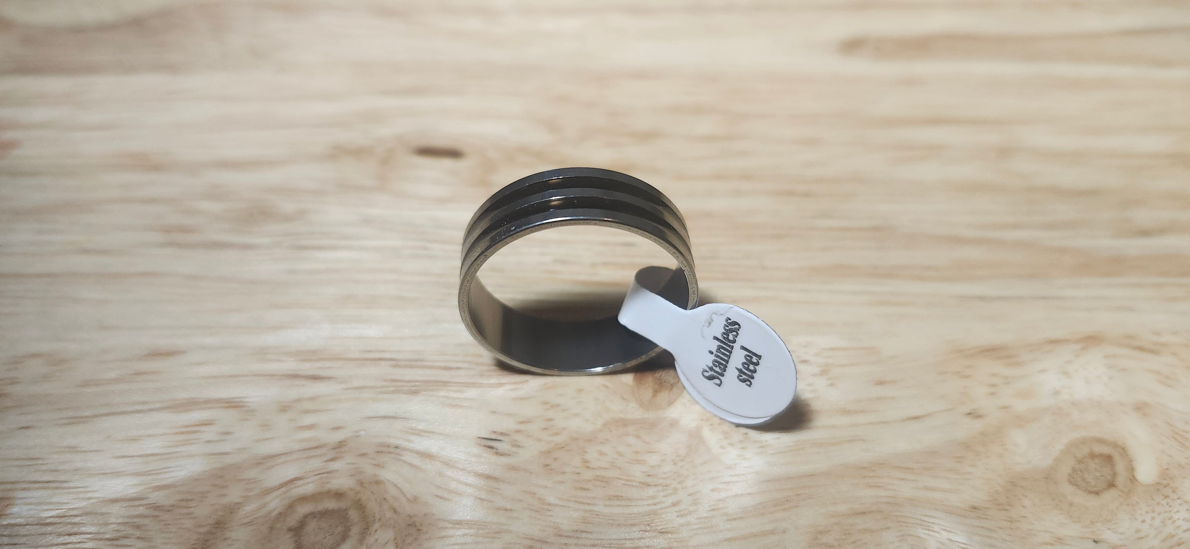 Black Ion-Plated Stainless Steel Racing Ring Size 21mm