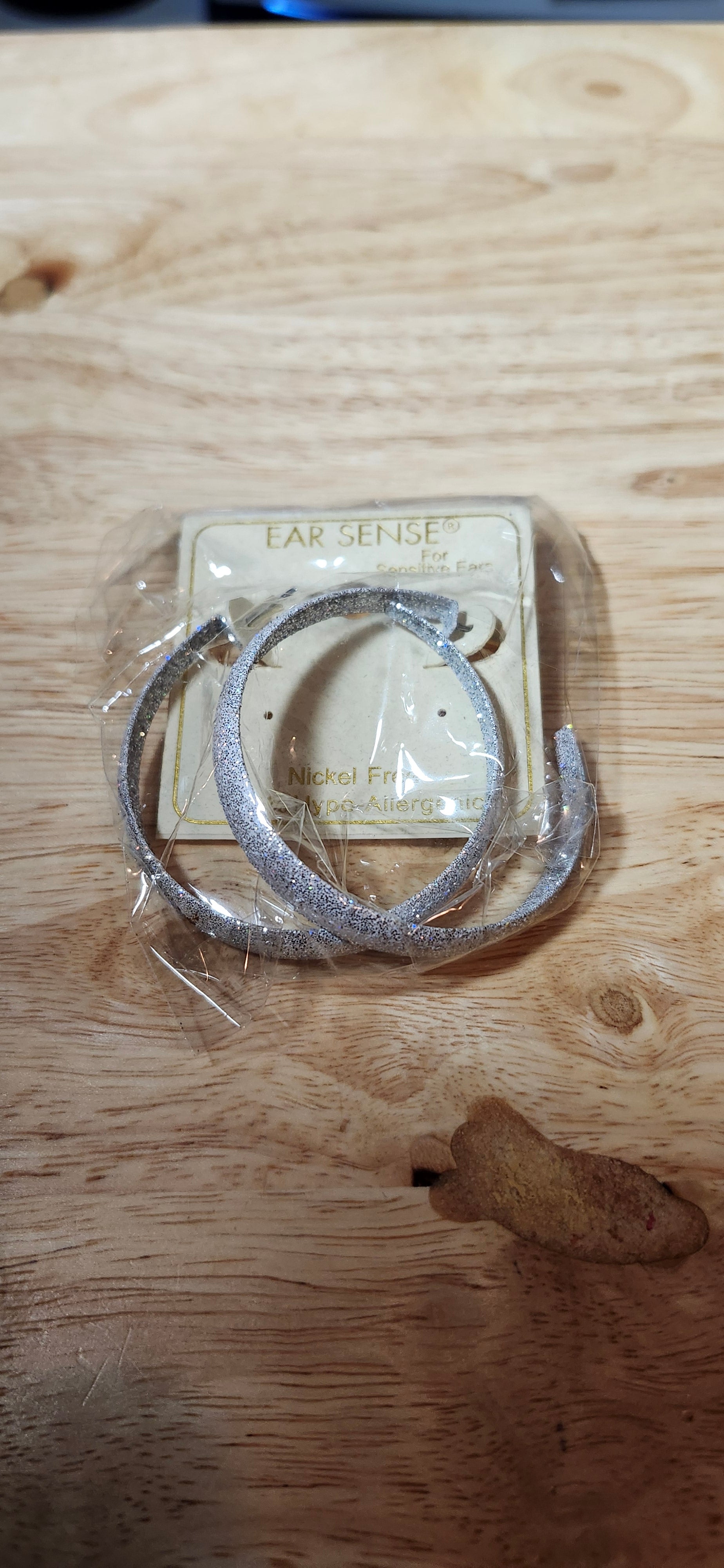 Ear Sense Silver Glitter Hoop Earrings