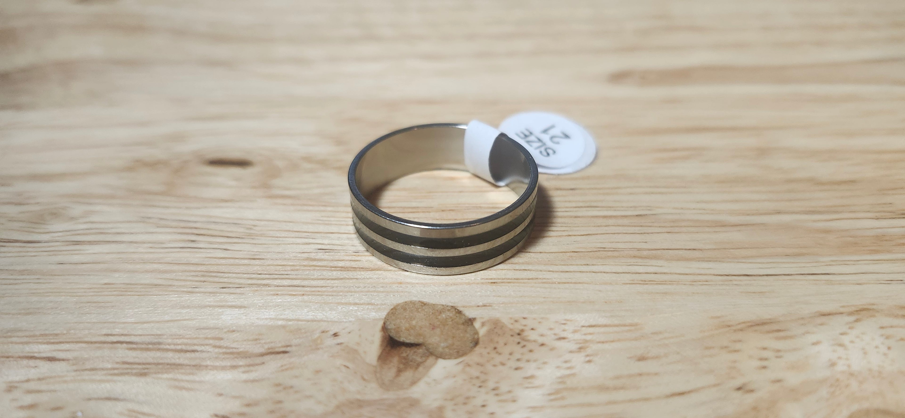 Black Ion-Plated Stainless Steel Racing Ring Size 21mm