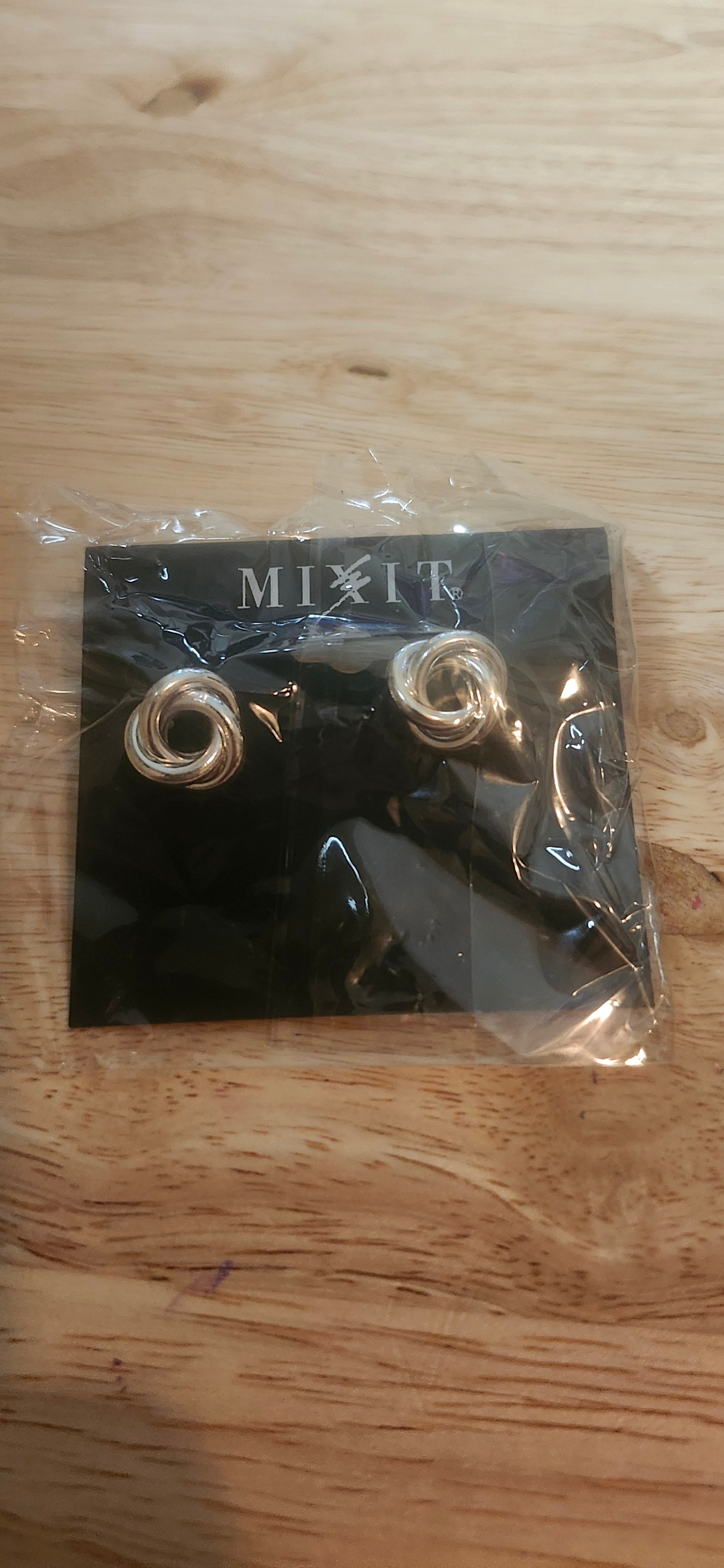 Mixit Silver Overlaying Stud Earrings