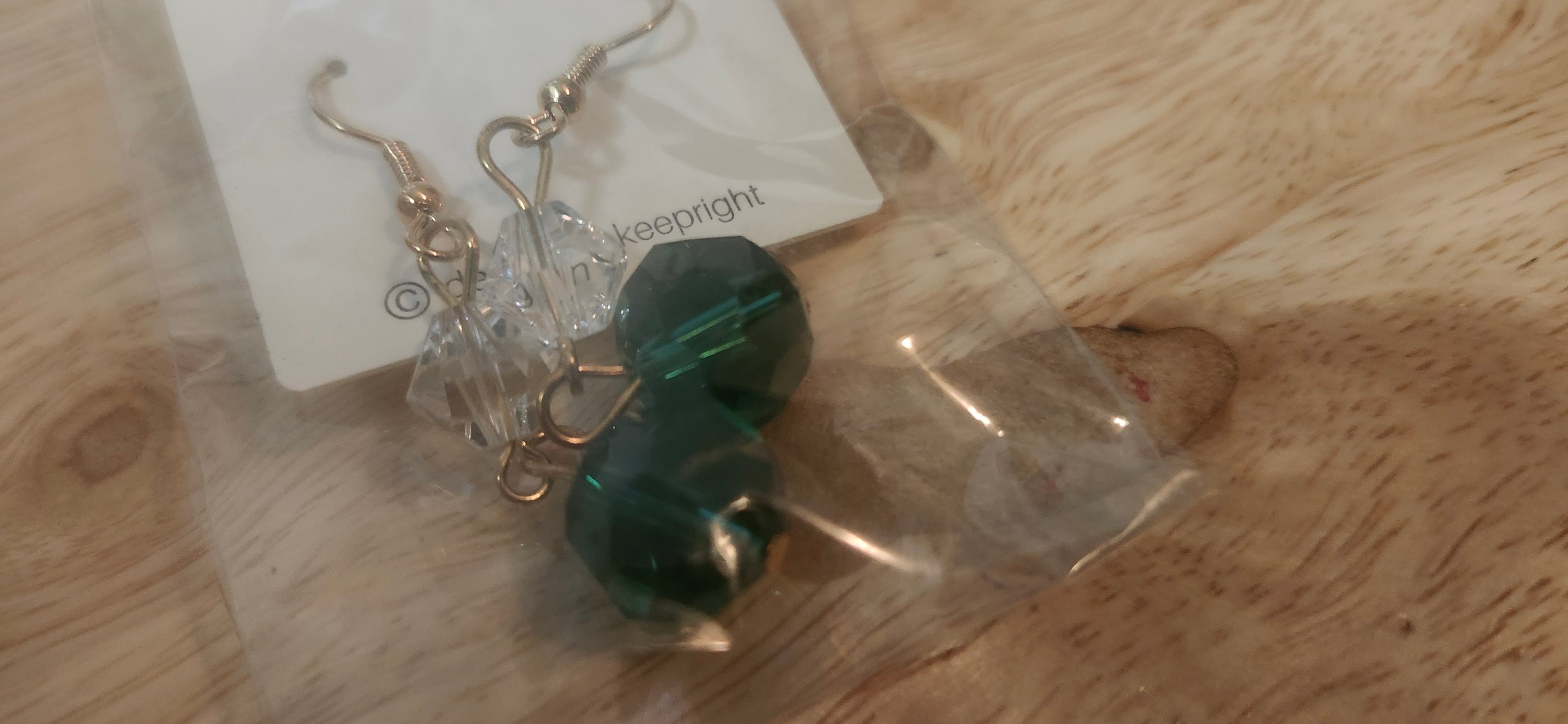 Lenle Green Crystal Dangle Earrings