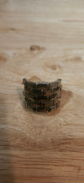 Flexible Silver Ring W Black Jewels