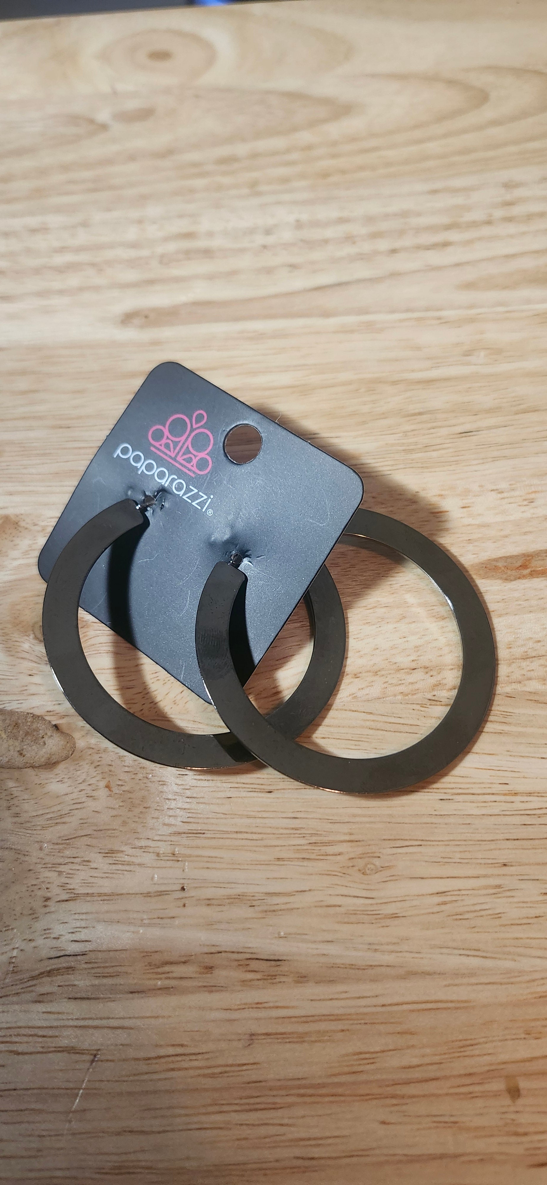 Paparazzi Dark Gray Hoop Earrings