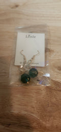 Lenle Green Crystal Dangle Earrings