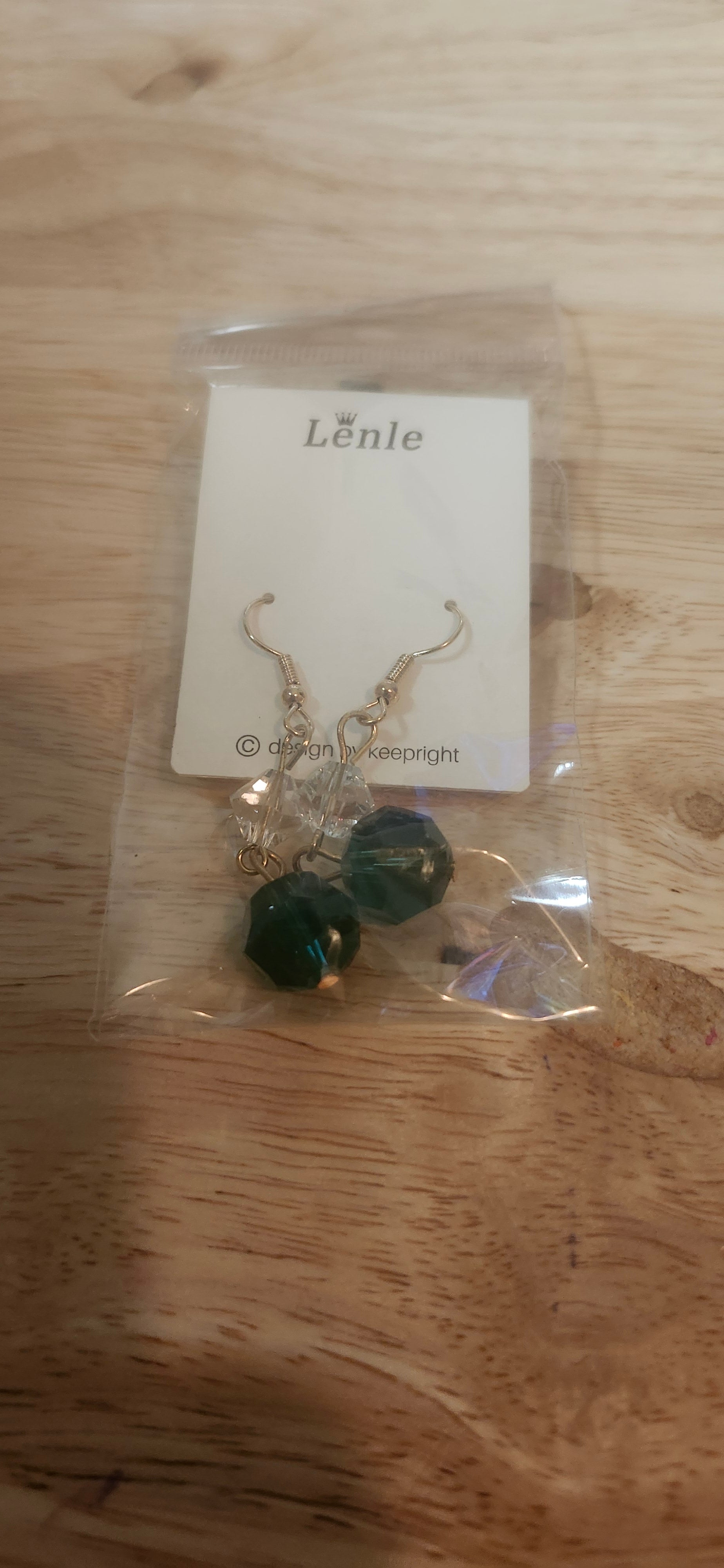 Lenle Green Crystal Dangle Earrings