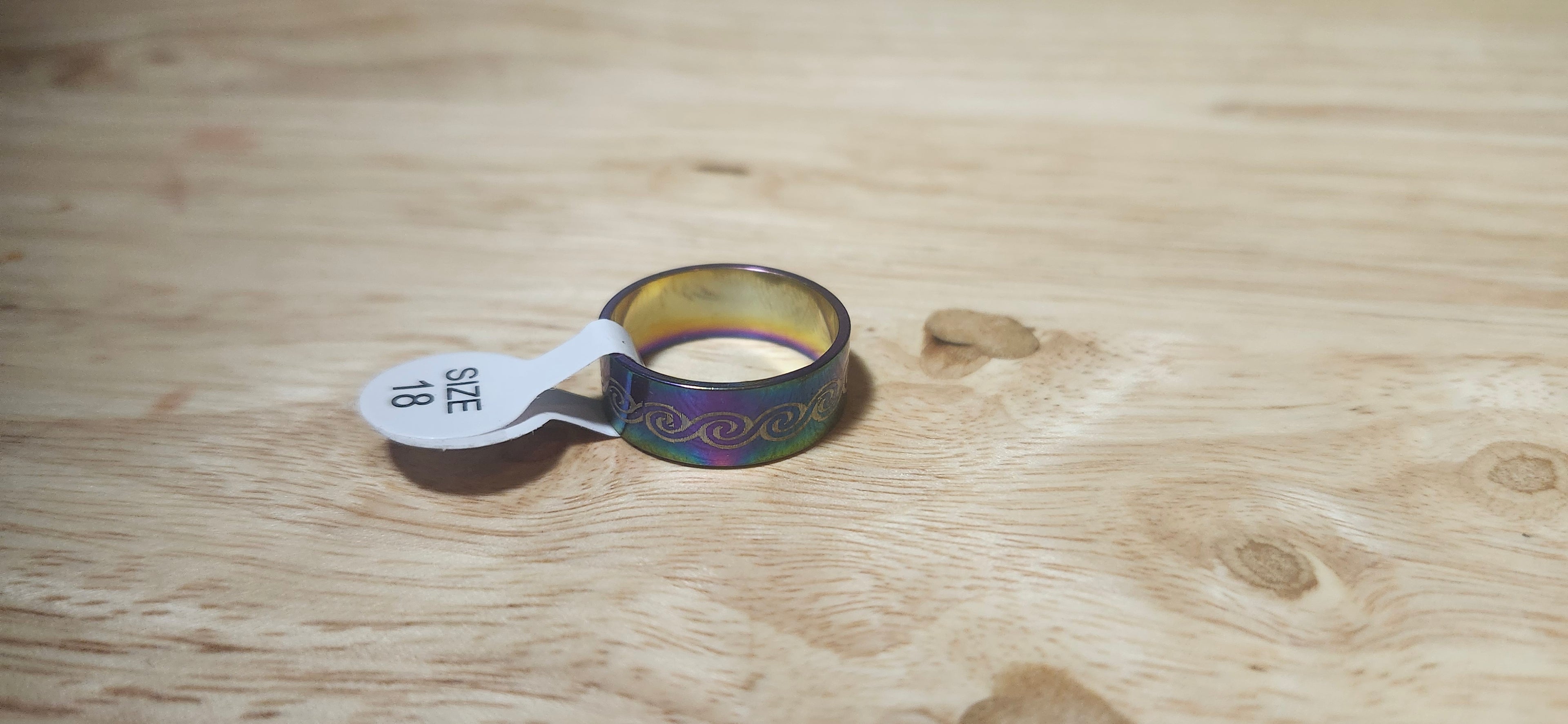 Anodized Stainless Steel Rainbow Ring Size 18mm