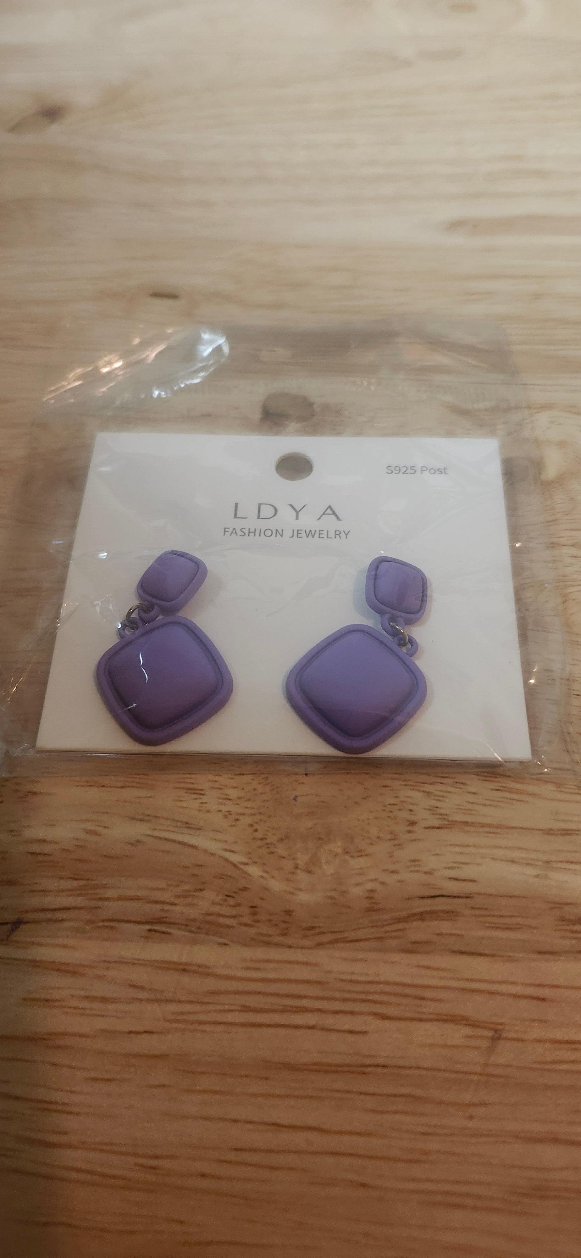 LDYA Pastel Purple Square Dangle Earrings