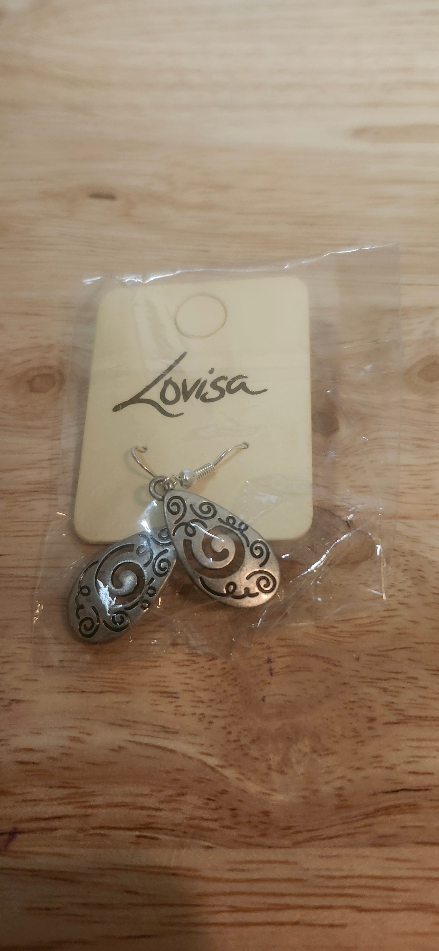 Lovisa Antique-Silver Swirl Teardrop Dangle Earrings.