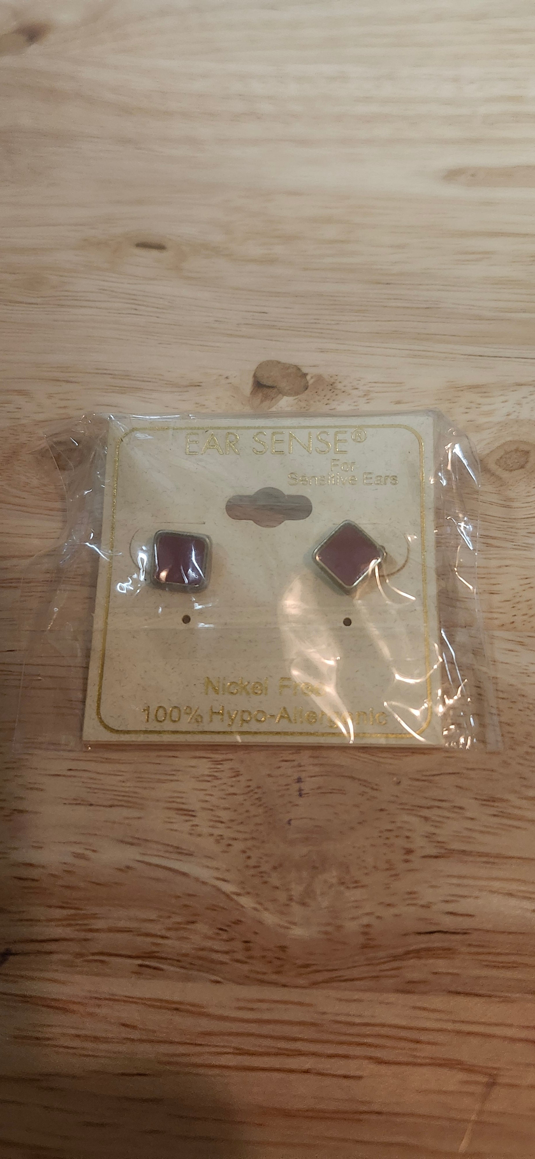 Ear Sense Red Square Stud Earrings