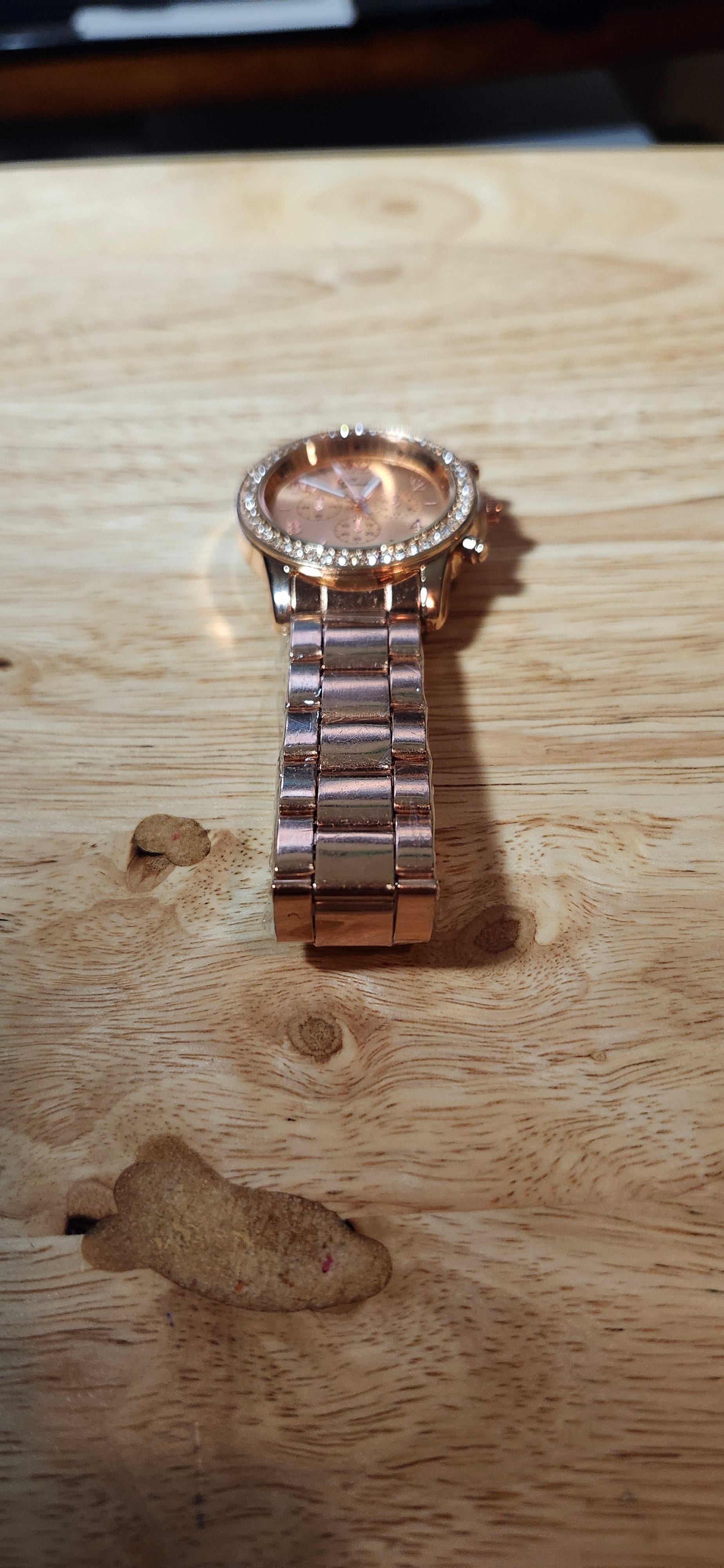 Geneva Men's Rose Gold Plated Watch W Jeweled Bezel