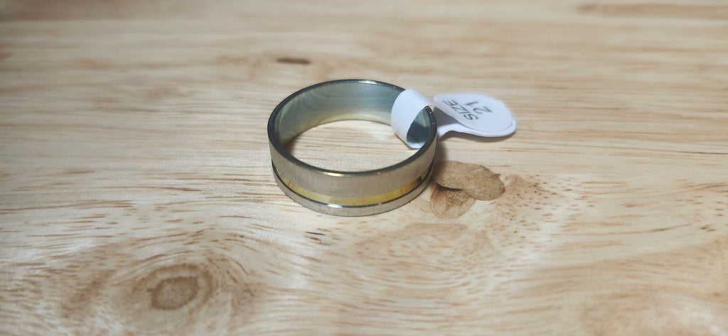 Linear Gold Stainless Steel Ring Size 21mm