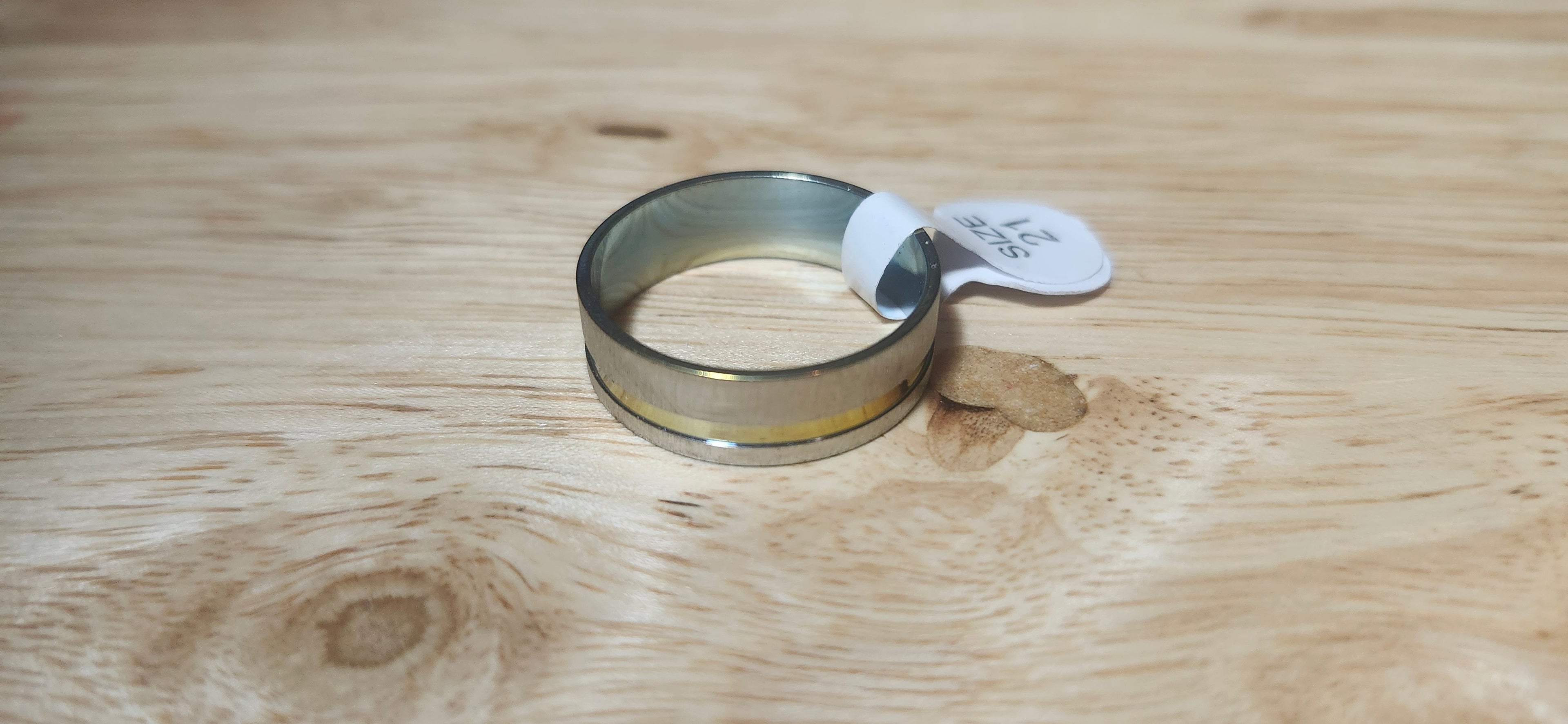 Linear Gold Stainless Steel Ring Size 21mm