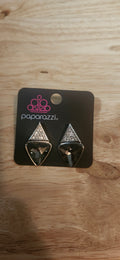 Paparazzi Risky Razzle Silver Earrings